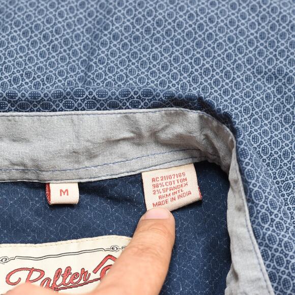 Rafter C Men Pearl Snap Shirt Geometric Long Sleeve Cotton Blue Size M Pro Flex - Picture 8 of 8